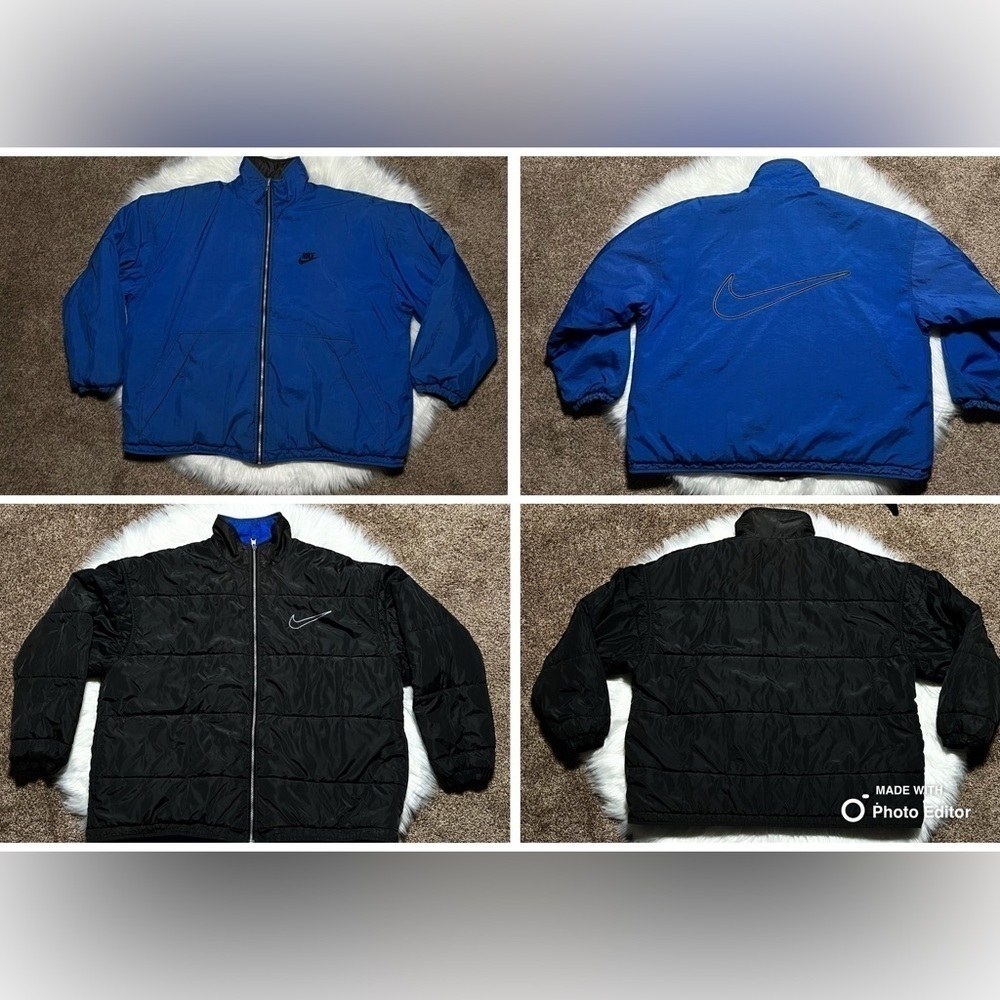 Vintage 90s Nike Reversible Puffer Coat
